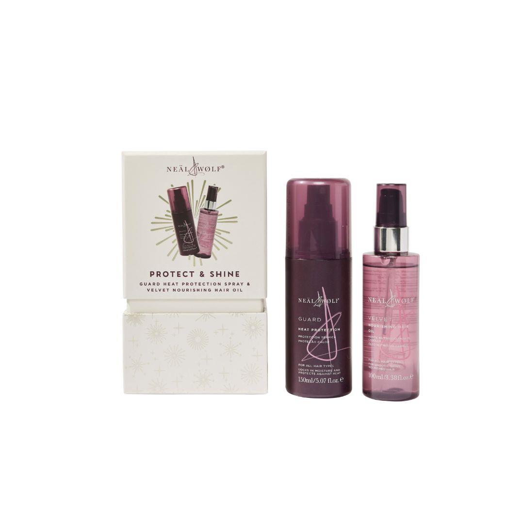 Neal & Wolf PROTECT & SHINE Collection Guard Heat Protection Spray & Velvet Hair Oil Gift Set