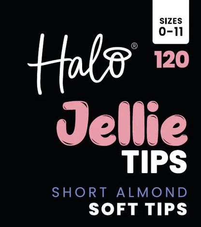 Halo Jellie Nail Tips Almond, Sizes 0-11, 120 Mixed Sizes