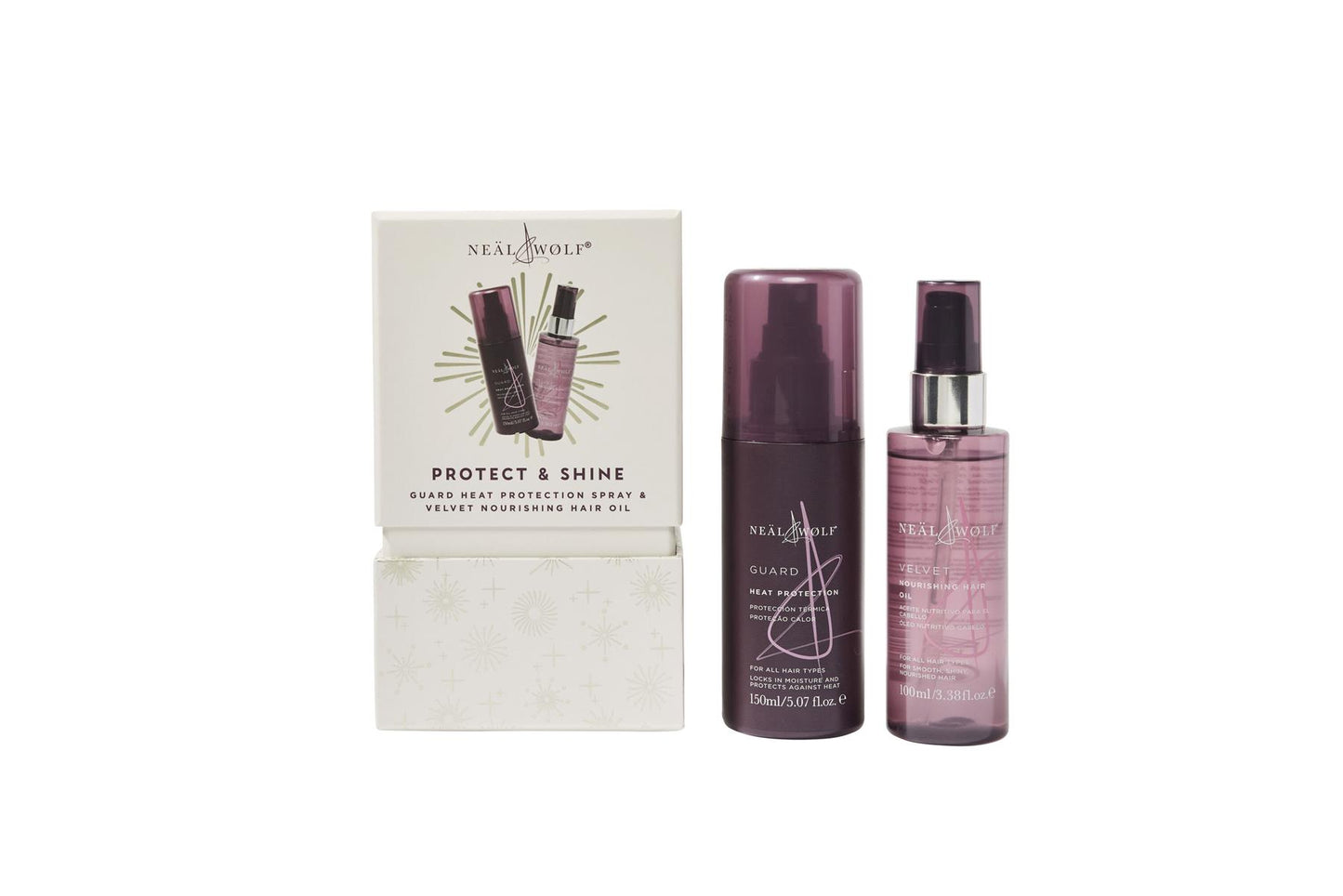 Neal & Wolf PROTECT & SHINE Collection Guard Heat Protection Spray & Velvet Hair Oil Gift Set